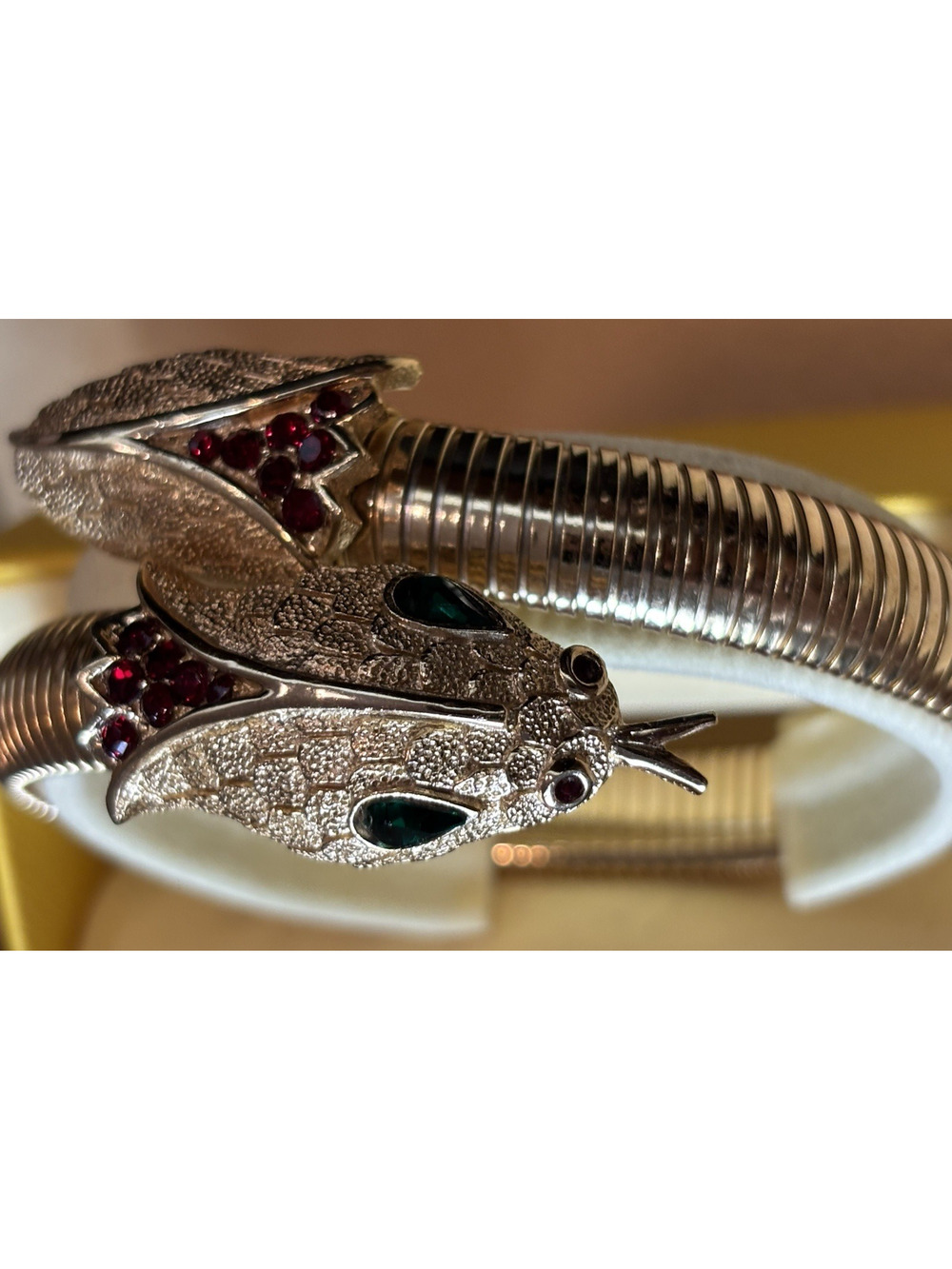 Fabulous Glam Vintage Crown Trifari Rhinestone Encrusted Snake Wrap Bracelet